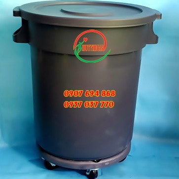 Thùng rác nhựa tròn có nắp đậy 120 lít