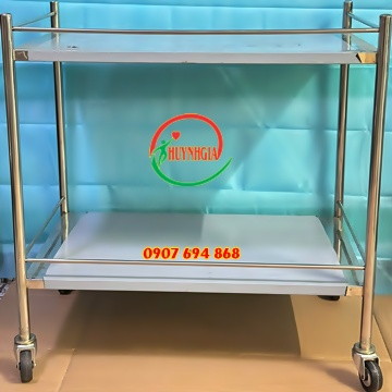 Xe đẩy inox 50x80cm 2 tầng không hộc